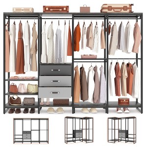 Aheaplus 74'' Clothing Rack with Wood Drawers, Heavy Duty Garment Rack with Shelves, Large Corner L-Shaped Closet Organizer with Hanging Rods - 1 of 4