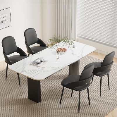 DYHOME Dining Chairs Modern Kitchen Chairs Set of 4, PU Leather Restaurant Chairs