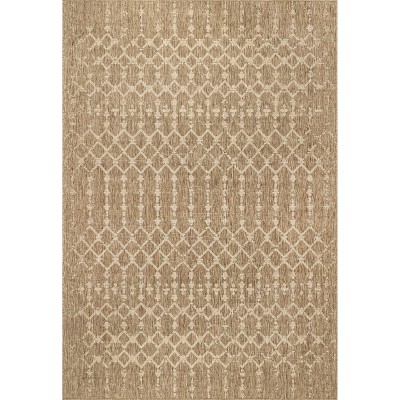 Reversible Easy-Care Beige Synthetic 4' x 6' Indoor/Outdoor Rug