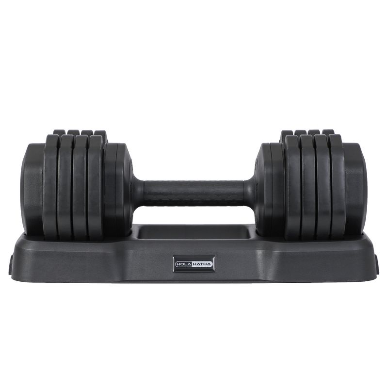 HolaHatha 5-in-1 Adjustable 15 to 55 Pound Dumbbell Free Weight Equipment w/Storage Tray & Double Locking System for Home Gym Fitness Workout, Single, 3 of 8