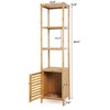 4-Tier Bamboo Floor Cabinet with Storage Shelf - Freestanding Corner Organizer for Bathroom, Living Room, 13.4"W x 55.5"H, Natural - 3 of 4