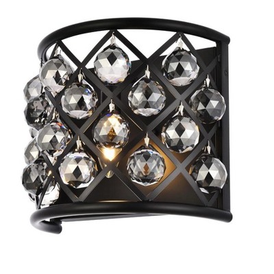 Elegant Lighting Madison 1 light Matte Black Wall Sconce Silver Shade (Grey) Royal Cut Crystal