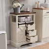 OKD Bathroom Floor Cabinets with Sliding Barn Door & 3 Drawers - 2 of 4