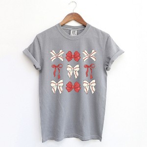 Simply Sage Market Women's Coquette Baseball Bow Chart Short Sleeve Garment Dyed Tee - 1 of 4