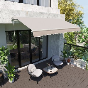 Osparple 8' x 7' Retractable Awning with Manual Crank Handle,Patio Awning with Polyester Fabric and Aluminum Frame for Gardens,Yard - 1 of 4