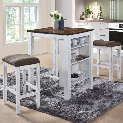 NicBex Dining Table Set for 3 Dining Room Table Set Counter Set Hanging Stool Counter Height Dining Table Set for Dining Room Small Space