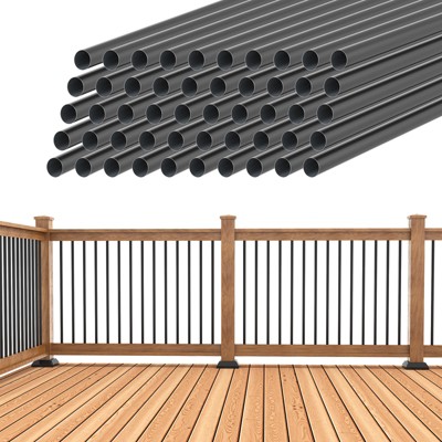 26 in. H x 3/4 in. W Hollow Round Aluminum Deck Balusters for Railing Fencing with Conectors, Stair Railing Kit