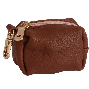 PoisePup – Luxury Pet Dog Waste Bag Holder – Soft Premium Italian Leather Poop Bag Dispenser - Bella Rose - 1 of 3