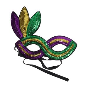 Unique Bargains Colorful Sequins Party Mask Purple Green Yellow 1Pc - 1 of 4