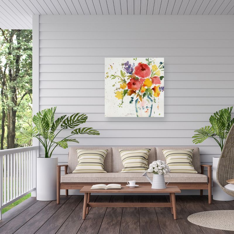 "White Vase with Bright Flowers" Outdoor Canvas, 5 of 8