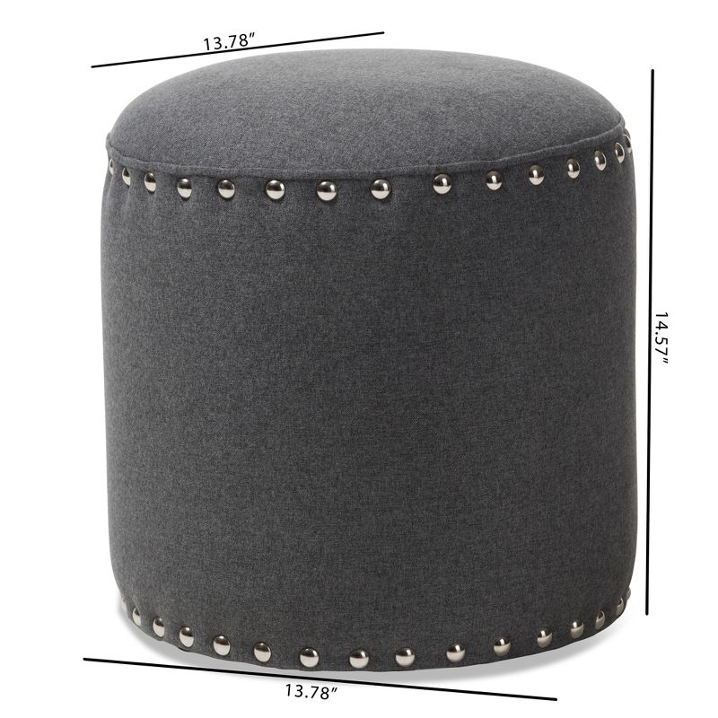 Rosine Modern and Contemporary Fabric Upholstered Nail Trim Ottoman - Baxton Studio, 6 of 10