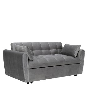 TIRAMISUBEST 3 in 1 Velvet Foldable Sofa Bed, Multi-purpose Convertible Sofa, USB Port, Adjustable Backrest, Swivel Stand, Pink - 1 of 4
