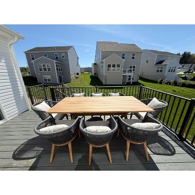 PURPLE LEAF Outdoor Dining Set Patio Aluminium Table and Rope Weave Chairs Included Cushions for Backyard Decor Kitchen