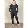 Slickblue Women's Plus Ribbed Jumpsuit, Scoop Neck, Long Sleeve, Soft Stretch Fabric, Black, Size 1XL-3XL - 2 of 4