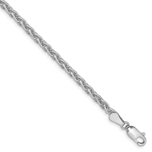 Black Bow Jewelry 3mm, 14k White Gold, Solid Parisian Wheat Chain Bracelet, 7 Inch - 1 of 4