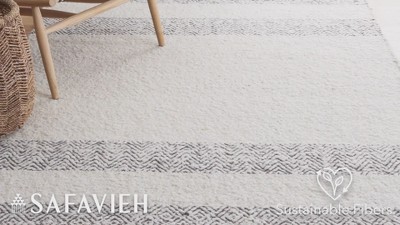 Ivory Wool and Chenille Flat Woven Runner Rug