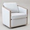 KINWELL 31"W Oak Frame Upholstered Swivel Barrel Armchair - 3 of 4