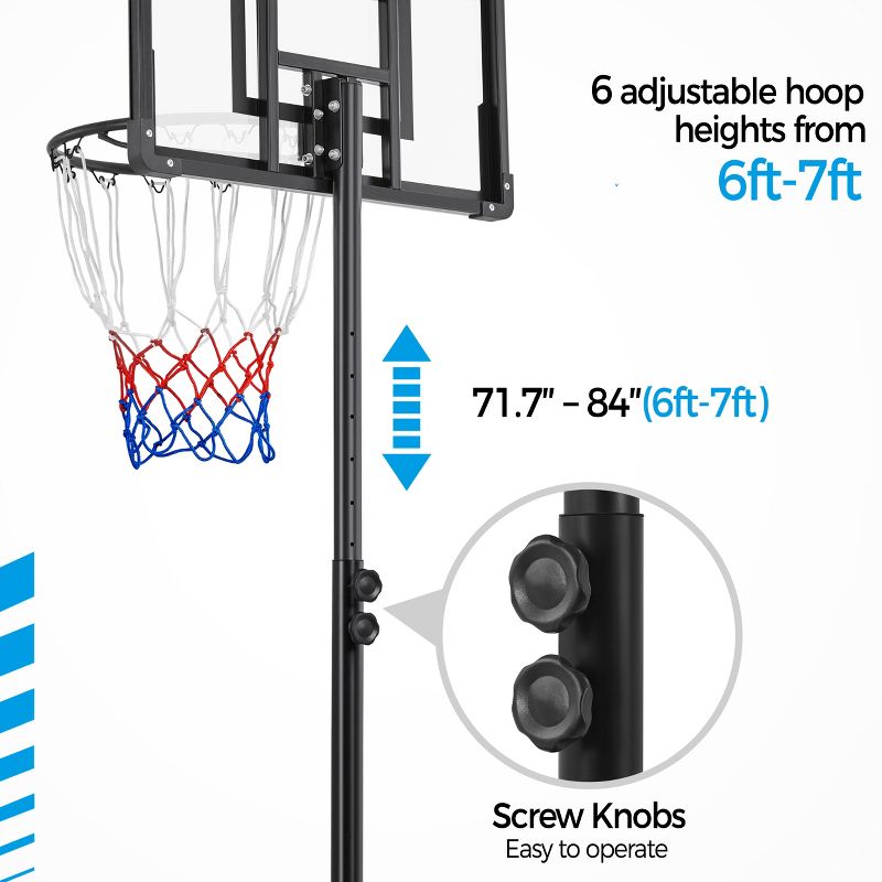 Yaheetech Portable Basketball Hoop Backboard Basketball Stand System, Black, 5 of 8