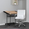 Merrick Lane Mid-Back Drafting Chair with Adjustable Foot Ring Faux Leather Upholstered Swivel Chair with Chrome Base - 2 of 4