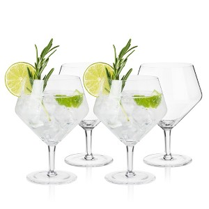 Viski Angled Stemmed Gin & Tonic Glasses, Highball glasses, Cocktail Glasses, Vodka Tonic Glasses, Gin Glasses for Gin Lovers Gift set of 4 14oz - 1 of 4
