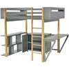 NicBex Full Size Bunk Bed with Foldable Desk Wooden Bed Frame with Storage Shelves, Ladder and Full Length Guardrail, No Box Spring Required - 3 of 4