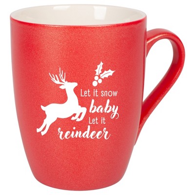 Elanze Designs Let It Snow Baby Let It Reindeer Crimson Red 10 ounce New Bone China Coffee Cup Mug