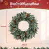 24 Inch Pre-Lit Christmas Wreath with Lights, Timer - Battery Operated - Christmas Decorations Front Door Lighted Wreath for Indoor Wall Window - 2 of 4