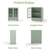 Gulches Minimalist Mint Green Buffet Cabinet Double Glass Doors & Drawer, Adjustable Shelves, Solid Wood Legs - 4 of 4