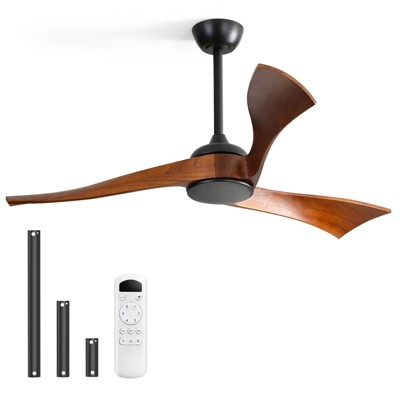 Sofucor 52" Ceiling Fan No Light Outdoor Ceiling Fan Wood Ceiling Fan with Remote Control 3 Blade Ceiling Fan with Quiet Energy Saving Motor 6 Speeds