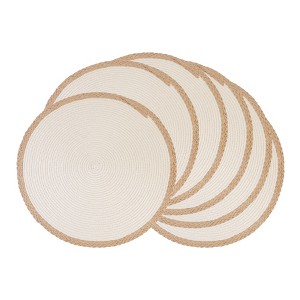 REGALWOVEN Farmhouse Placemats Set of 6 Woven Placemats Washable Rustic Kitchen Table Mat for Dining Table Decor - 1 of 4