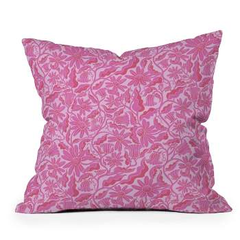 Sewzinski Monochrome Florals Outdoor Throw Pillow Pink - Deny Designs