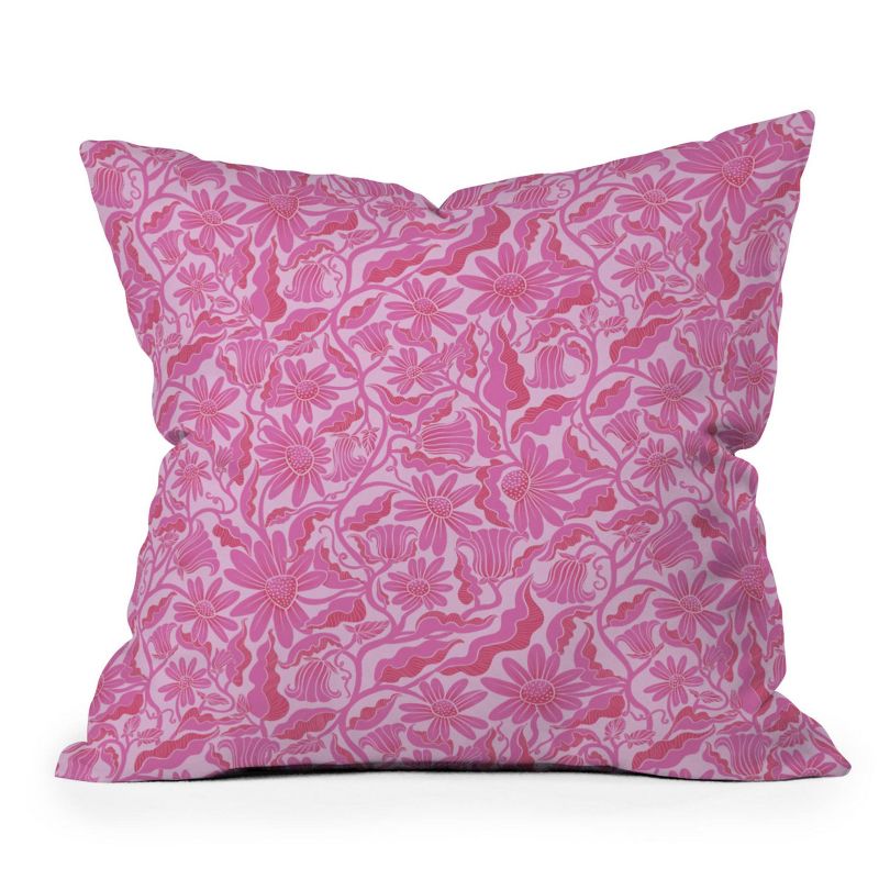 Sewzinski Monochrome Florals Outdoor Throw Pillow Pink - Deny Designs, 1 of 5