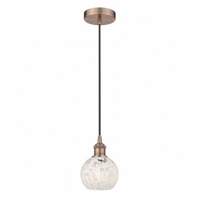 White Mouchette - 1 Light Cord Hung Mini Pendant In Modern Style-8 Inches Tall and 6 Inches Wide