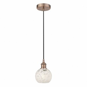 White Mouchette - 1 Light Cord Hung Mini Pendant In Modern Style-8 Inches Tall and 6 Inches Wide - 1 of 1