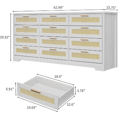 Product dimensions diagram of dresser with measurements