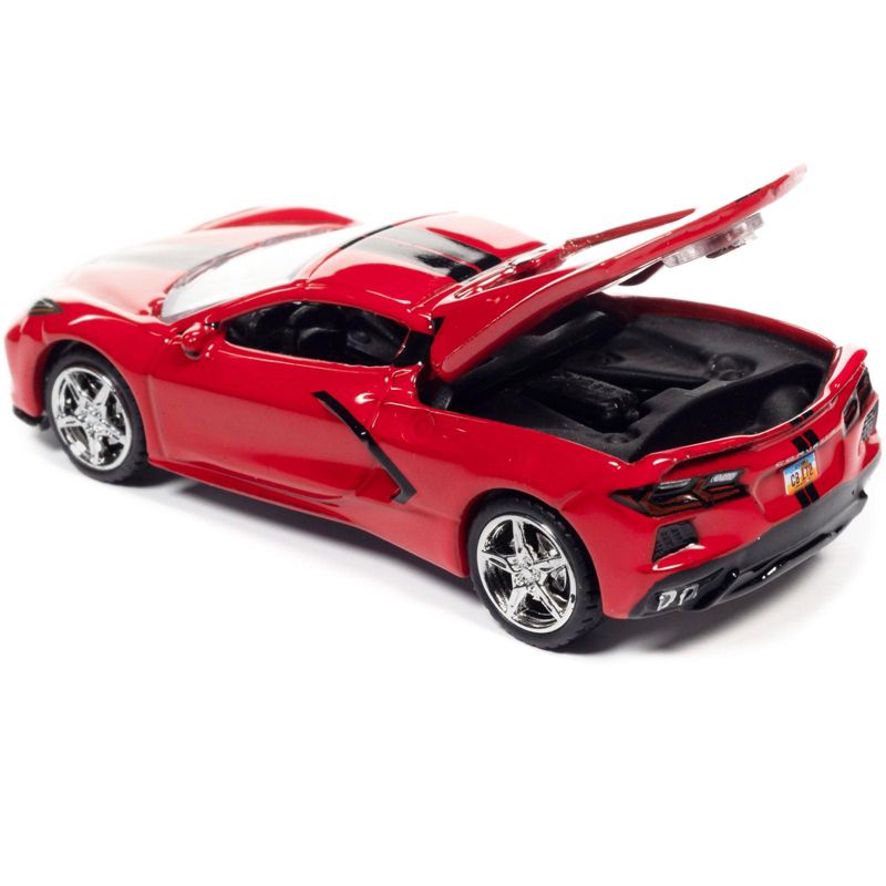 2020 Chevrolet Corvette C8 Stingray Torch Red w/Twin Black Stripes Ltd Ed to 15702 pcs 1/64 Diecast Model Car by Auto World, 3 of 4