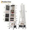 66" Full Length Mirror Jewelry Cabinet  Lockable Standing Armoire Organizer with Storage Drawer, Back Shelf, 360° - 2 of 4