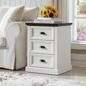 Nightstand with Charging Station & 3 Drawer, Farmhouse End Table for Bedroom, Living Room - 1 of 4