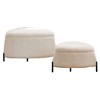 Homy Casa Round Storage Ottoman and Footstool Set with Metal Legs, Ivory - 2 of 4