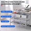 Acekool 47in Stainless Steel Double Bowl Utility Sink, Commercial Kitchen/Laundry/Bar Sink with Storage, 47"x18"x32" - 4 of 4