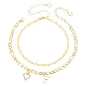 Unique Bargains 14K Gold Plated Dainty Heart Women's Ankle Bracelets with Box - 1 of 4