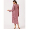 cheibear Women's Zip Up Sweatshirt Robe Hooded Long House Coat Bathrobe Fall Winter - 3 of 4