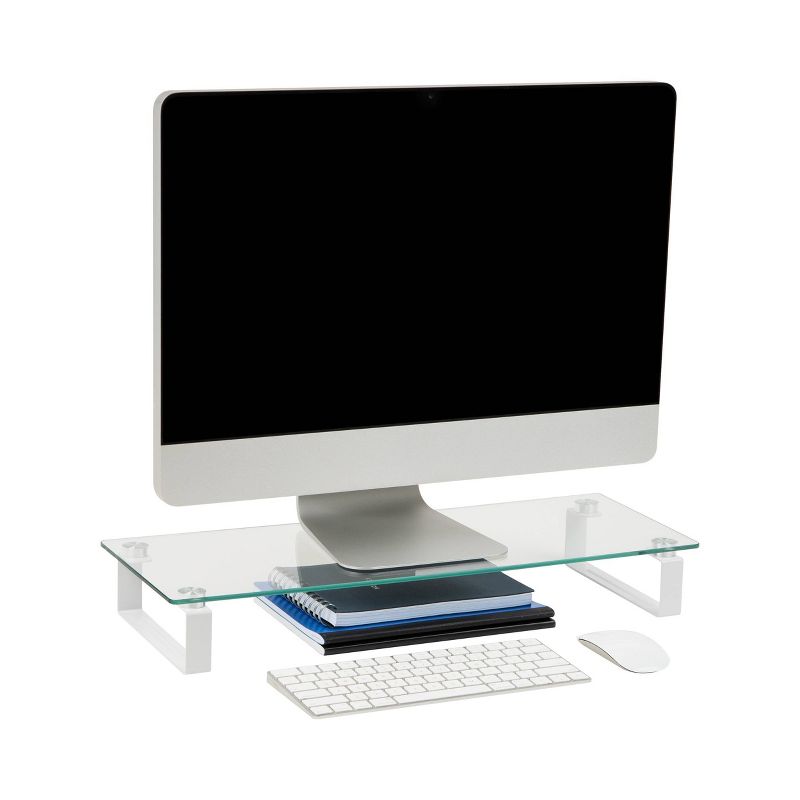 Mind Reader Monitor Stand Office Glass Clear, 1 of 6