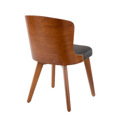 High Walnut and Black Faux Leather Upholstered Side Chair
