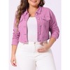 Agnes Orinda Women's Plus Size Cropped Long Sleeve Trendy Fashion Denim Jean Jackets - 2 of 4