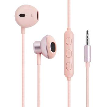 ionX Wired Earbuds with Microphone, 3.5mm Corded Headphones with Volume Control Compatible with iPhone/ iPad/ Computer, Pink