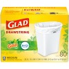 Glad Drawstring Gain Odor Shield Medium Trash Bags - 8 Gallon - 80ct - image 2 of 4