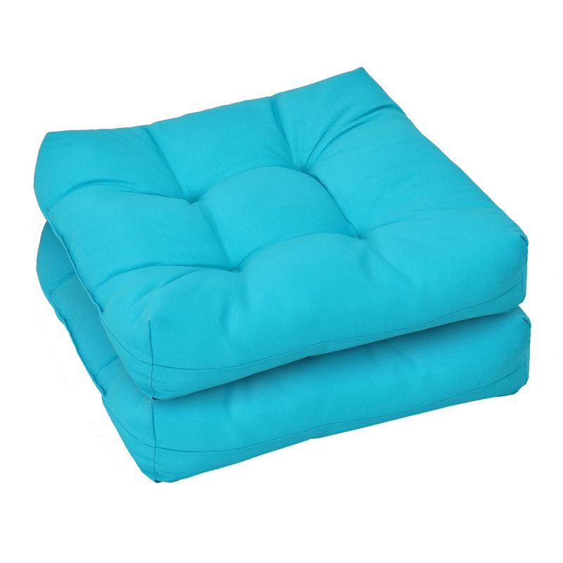 Costway 2PCS 21'' x 21'' Patio Chair Seat Cushion Pads Indoor/Outdoor Navy\Turquoise, 1 of 11