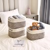 Aoibox Woven Cotton Rope Storage Baskets for Organizing Foldable Decorative Brown Rectangle with Handles 3 Pack - 3 of 4