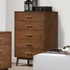 ORRD Walnut 5-Drawer Chest of Drawers, Solid Wood Storage with Nickel Bar Pulls & Round Tapered Legs, Mid-Century Modern Bedroom Dresser - 4 of 4